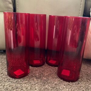 Elegant Red Glass Vase Set